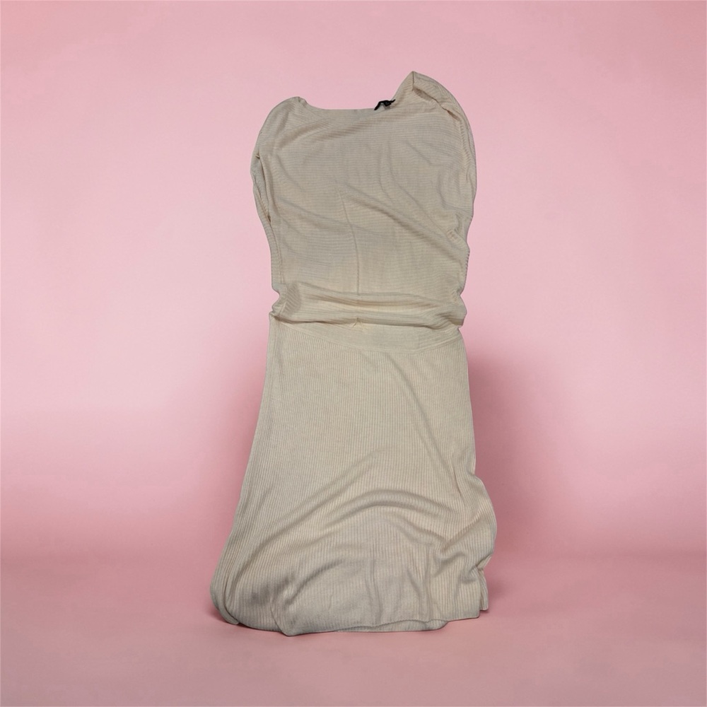 Banana Republic Cream Ribbed Midi Dress
